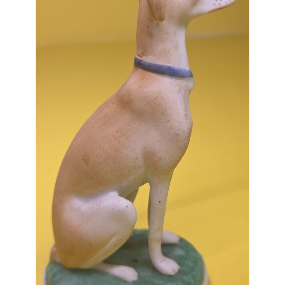 Antique Staffordshire Bisque Porcelain Dog Figurine Whippet Greyhound 5" Pottery - Picture 11 of 16